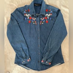 Kooples Denim shirt with embroidered details, size M